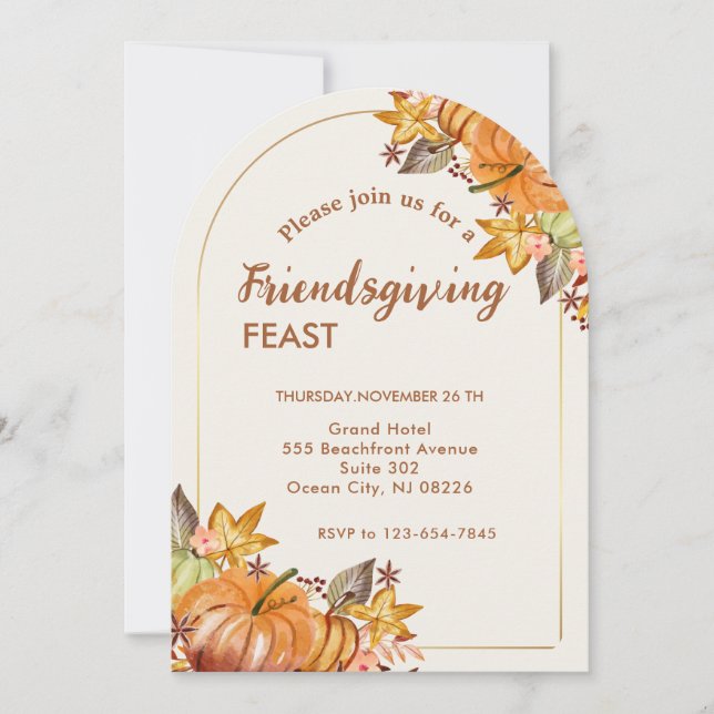 Thanksgiving Friendsgiving Modern Middag Party Inbjudningar (Framsida)