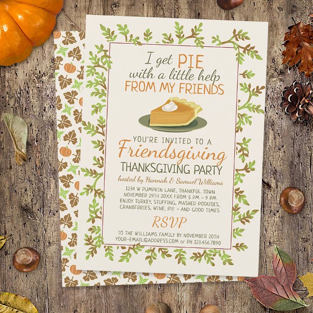 Thanksgiving Friendsgiving Party Pumpkin Paj Funny Inbjudningar (Skapare uppladdad)