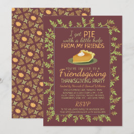 Thanksgiving Friendsgiving Party Pumpkin Paj Humor Inbjudningar