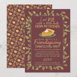 Thanksgiving Friendsgiving Party Pumpkin Paj Humor Inbjudningar