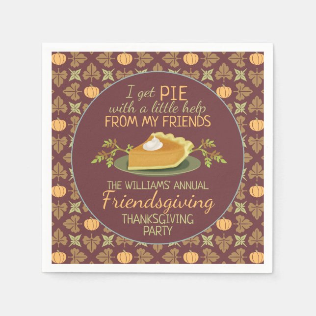 Thanksgiving Friendsgiving Party Pumpkin Paj Humor Pappersservett (Framsidan)