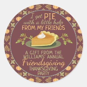 Thanksgiving Friendsgiving Pumpkin Paj Humor favor Runt Klistermärke