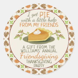 Thanksgiving Friendsgiving Pumpkin Paj Party-förmå Runt Klistermärke