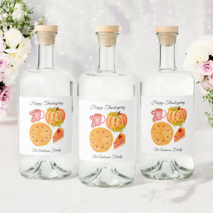 Thanksgiving Friendsgiving Pumpkin Spice Latte Spritflaskor Etikett