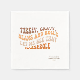 Thanksgiving Friendsgiving Retro Papper Napkins Pappersservett