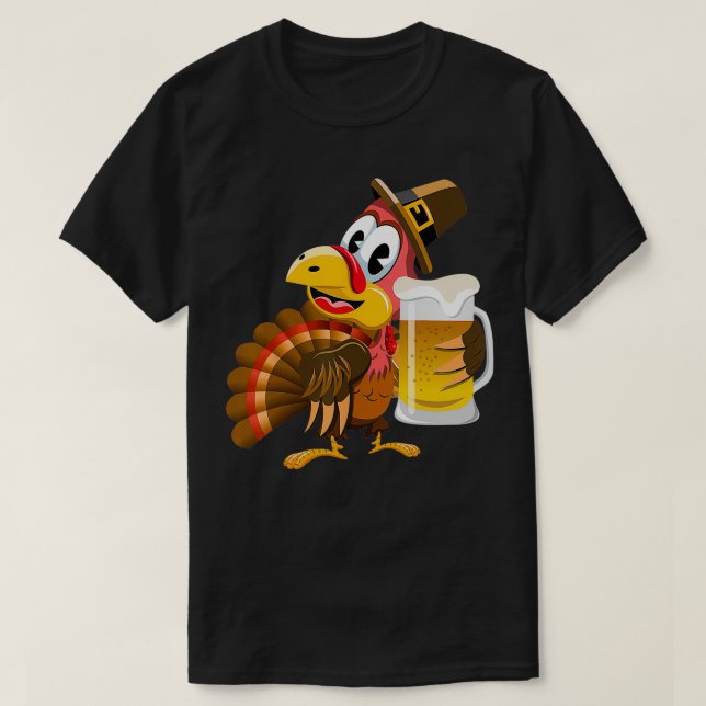 Thanksgiving Funny Beer Turkiet T Shirt (Design framsida)