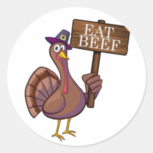 🦃 Thanksgiving 🍗 Funny Eat Beef Runt Klistermärke