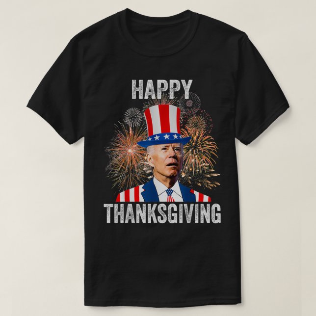 Thanksgiving Funny Lycklig 4:e juli Anti Joe Bide T Shirt (Design framsida)