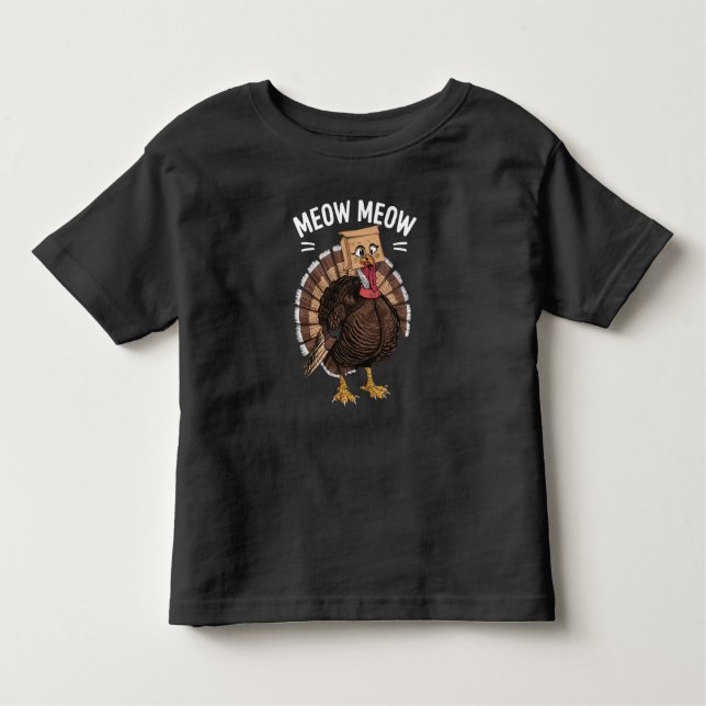 Thanksgiving Funny Turkey Cat Meow Fall T Shirt (Framsida)