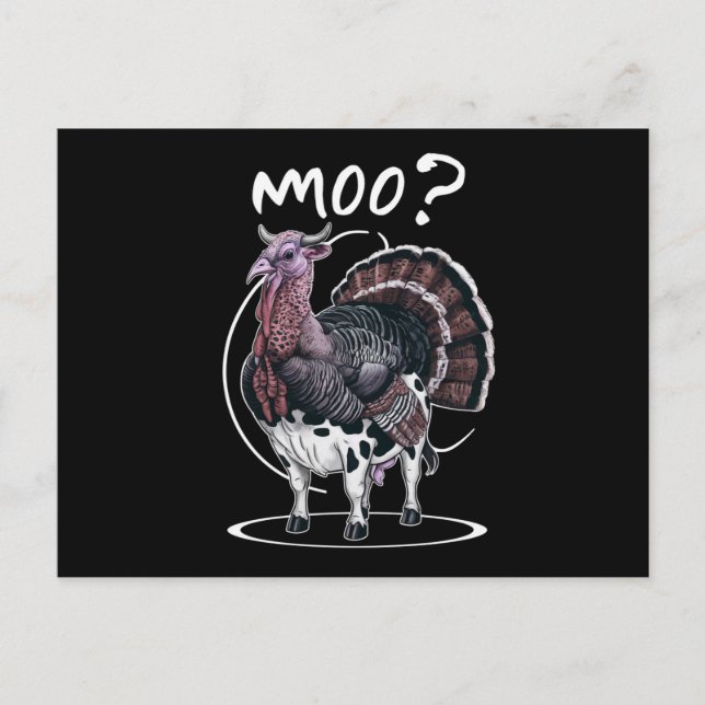 Thanksgiving Funny Turkey Cow Moo Fall Helg Vykort (Framsida)