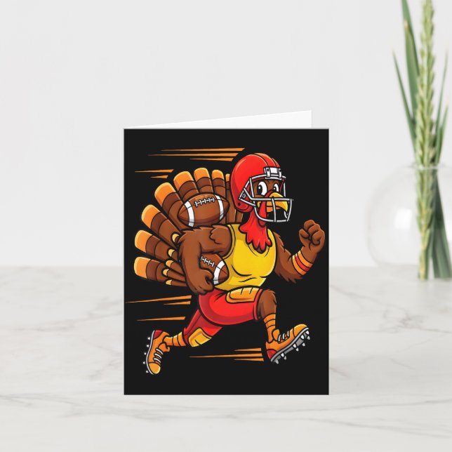 Thanksgiving Funny Turkey Playing Football Men Boy Kort (Framsida)