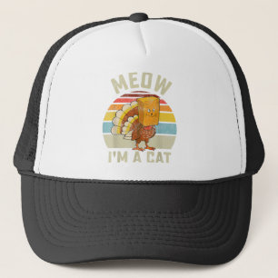 Thanksgiving Funny Turkiet Fake Cat Retro Women Ma Keps