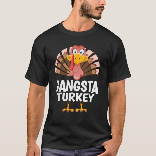Thanksgiving Gangsta Turkey Matching Pajama T Shirt (Framsida)