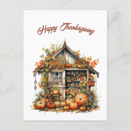 Thanksgiving Garden Shed Illustration Helg Vykort