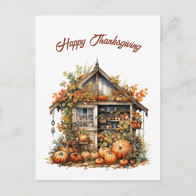 Thanksgiving Garden Shed Illustration Helg Vykort (Framsida)