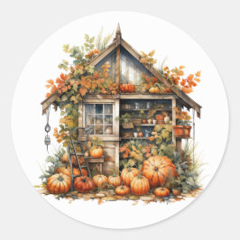 Thanksgiving Garden Shed Illustration Runt Klistermärke
