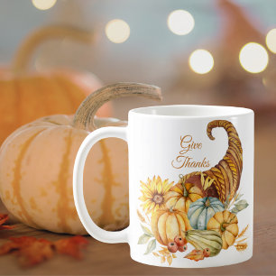 Thanksgiving Ge tack, vattenfärg Kaffemugg