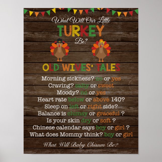 Thanksgiving Gender Visa Poster för gamla makor (Framsidan)