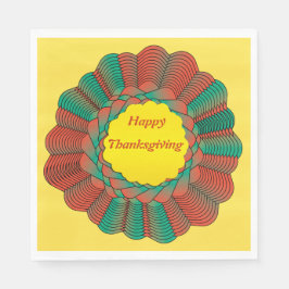 Thanksgiving Geometric Orange Grönt Guld Circular Pappersservett