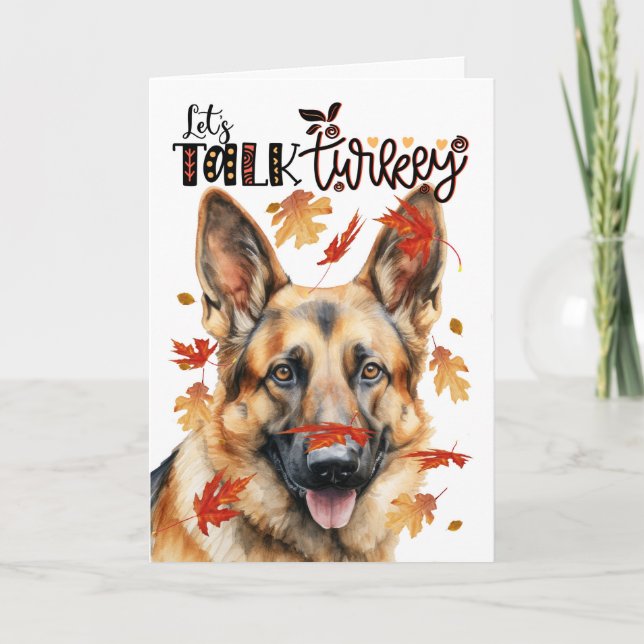 Thanksgiving German Shepherd Hund Lets Talk Turkey Helgkort (Framsida)