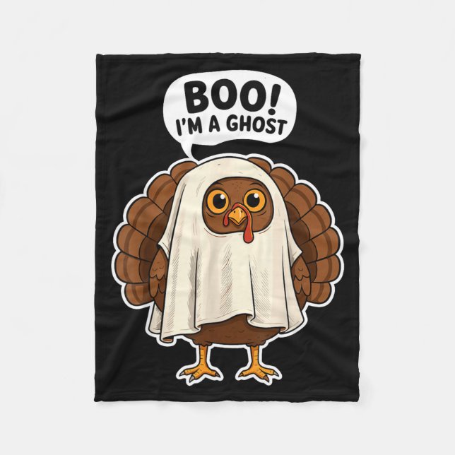 Thanksgiving Ghost Turkey Disguise Funny Halloween Fleecefilt (Framsidan)