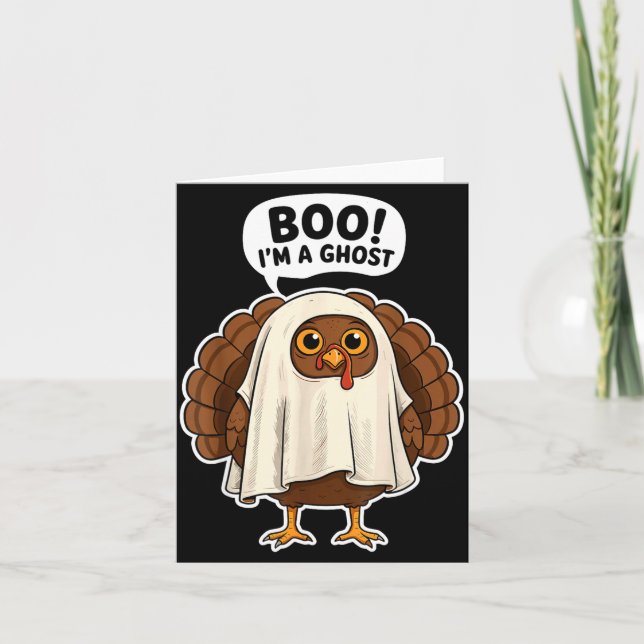 Thanksgiving Ghost Turkey Disguise Funny Halloween Kort (Framsida)