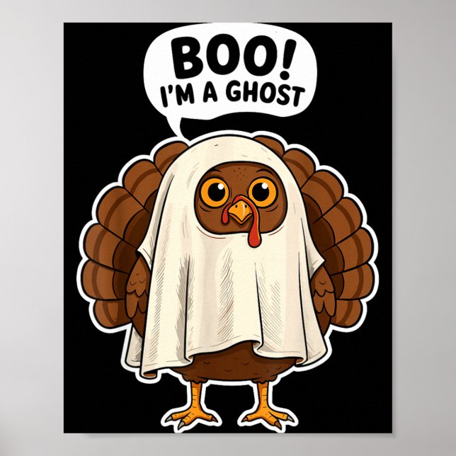 Thanksgiving Ghost Turkey Disguise Funny Halloween Poster (Framsidan)