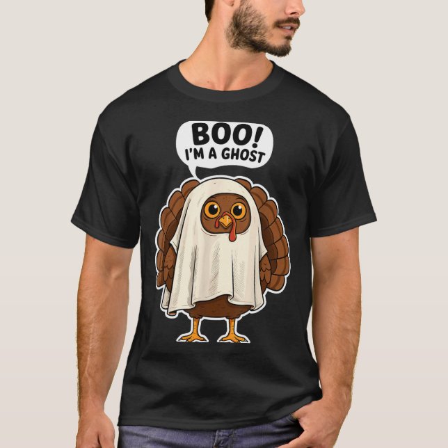 Thanksgiving Ghost Turkey Disguise Funny Halloween T Shirt (Framsida)