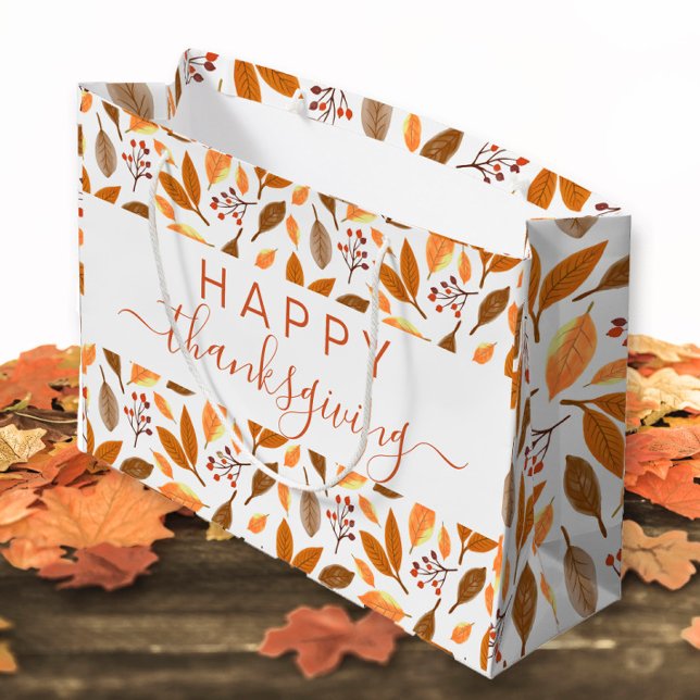 Thanksgiving Gift Bag – Grateful with Fall Leaves  (Skapare uppladdad)
