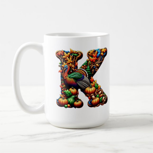 Thanksgiving gift for letter k kaffemugg (Vänster)