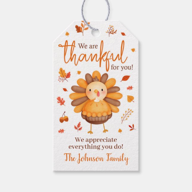 Thanksgiving Gift Märkres, vi är tacksamma för dig Presentetikett (Framsidan)