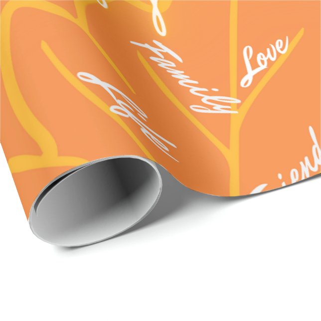Thanksgiving Gift Wrapping 04- Löv - Orange Presentpapper (Rullad Hörn)