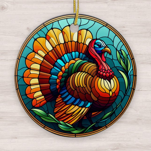 Thanksgiving Glas, Turkiet Julgransprydnad Keramik (Skapare uppladdad)