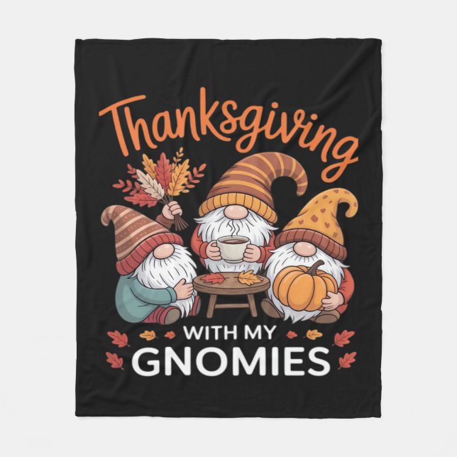 Thanksgiving Gnome Fall Leopard Turkey Essential T Fleecefilt (Framsidan)