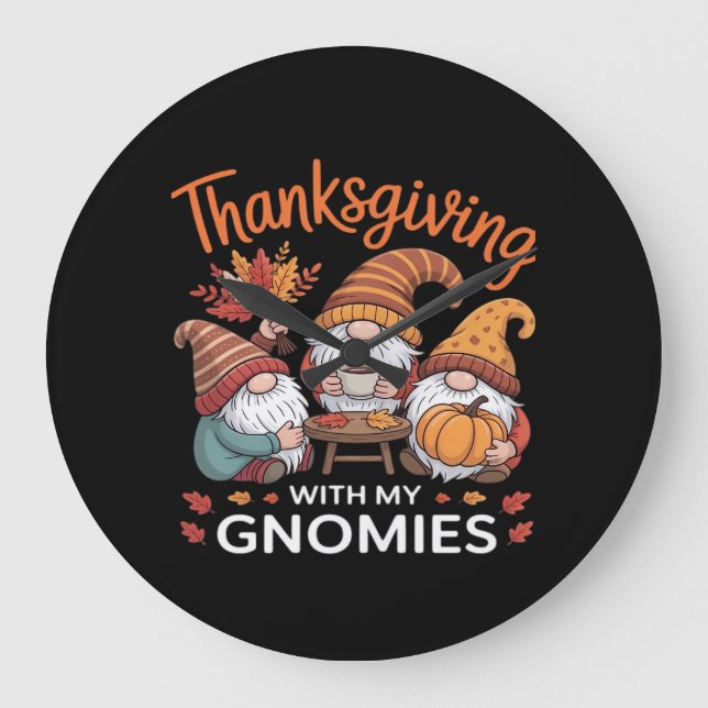 Thanksgiving Gnome Fall Leopard Turkey Essential T Stor Klocka (Framsida)