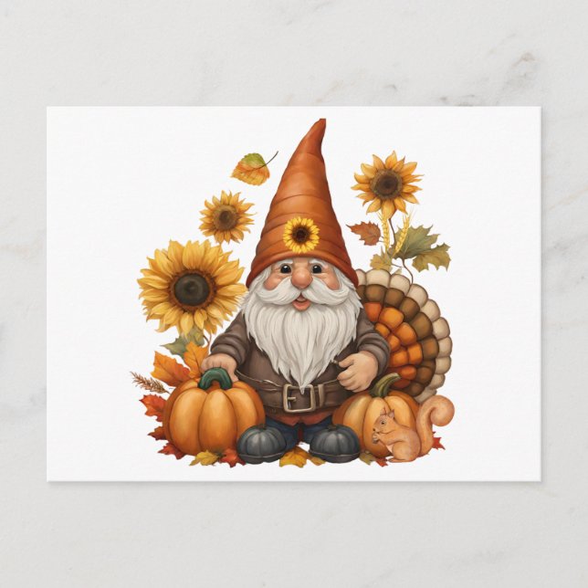 Thanksgiving Gnome Helg Vykort (Framsida)