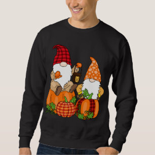 Thanksgiving Gnomes Cute Pumpkin Autumn Gnome Lång Ärmad Tröja