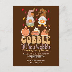 Thanksgiving Gnomes Gobble Quote Helg Vykort