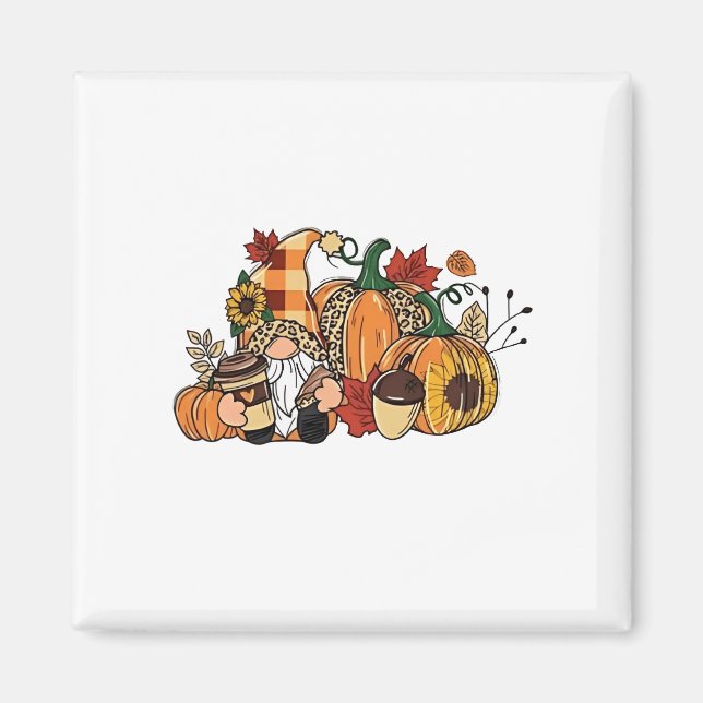 Thanksgiving Gnomes Höst löv Gnomes Funny Fall Magnet (Framsidan)