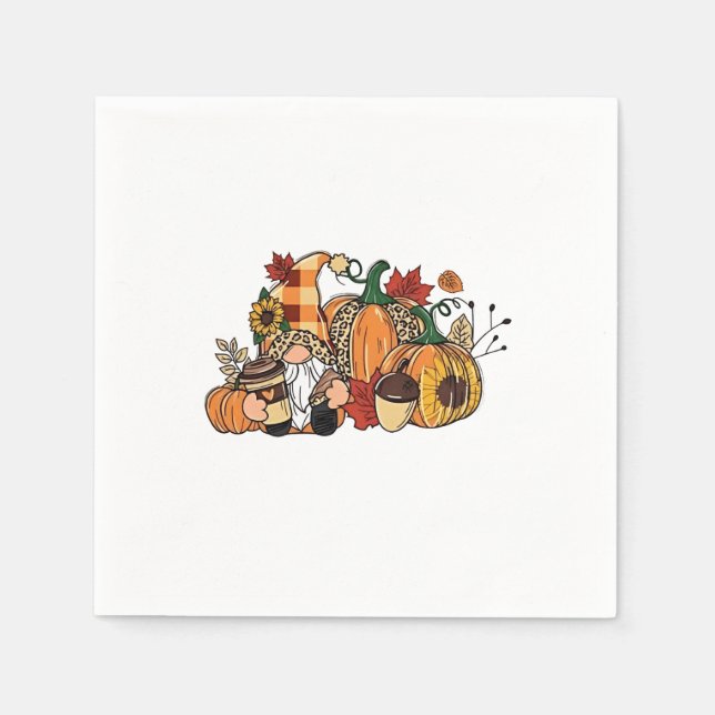 Thanksgiving Gnomes Höst löv Gnomes Funny Fall Pappersservett (Framsidan)