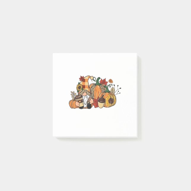 Thanksgiving Gnomes Höst löv Gnomes Funny Fall Post-it Block (Framsida)