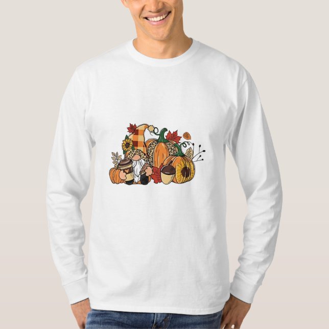 Thanksgiving Gnomes Höst löv Gnomes Funny Fall T Shirt (Framsida)