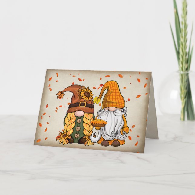 Thanksgiving Gnomes med Paj Helgkort (Framsida)