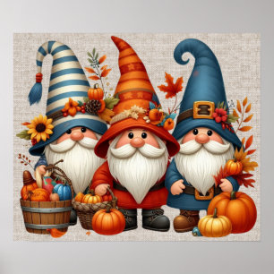 Thanksgiving Gnomes Trio Art Poster