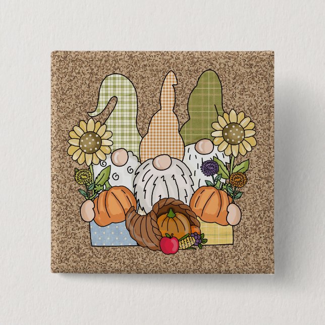 Thanksgiving Gnomes Trio-knapp Knapp (Framsida)