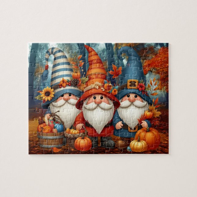 Thanksgiving Gnomes Trio Puzzle Pussel (Horisontell)