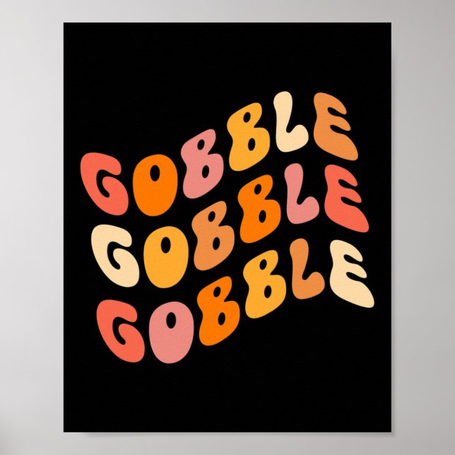 Thanksgiving Gobble Script Groovy Style Tacksam F Poster (Framsidan)
