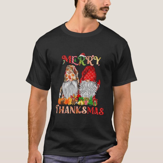 Thanksgiving God jul Thanksmas Gnomes T Shirt (Framsida)