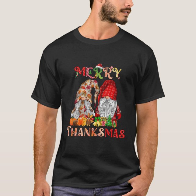 Thanksgiving God jul Thanksmas Gnomes T Shirt (Framsida)