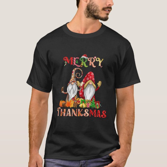 Thanksgiving God jul Thanksmas Gnomes T Shirt (Framsida)